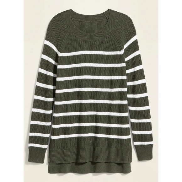 XL PETITE Stripe Green Sweater - Picture 1 of 7